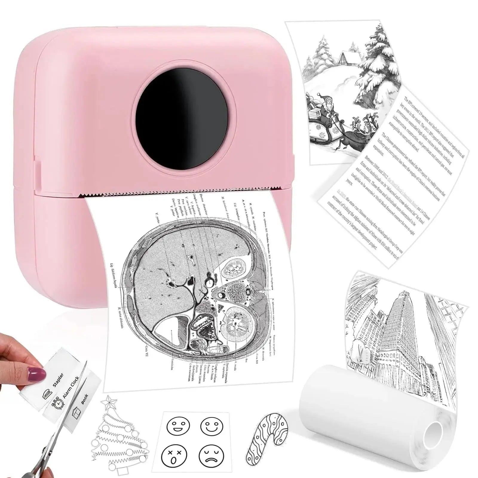 Thermal Portable Printer Mini Pocket Print Photo Thermal Label Printers With 57mm Printing Wireless BT Android And iOS Printers - Velvet Haven