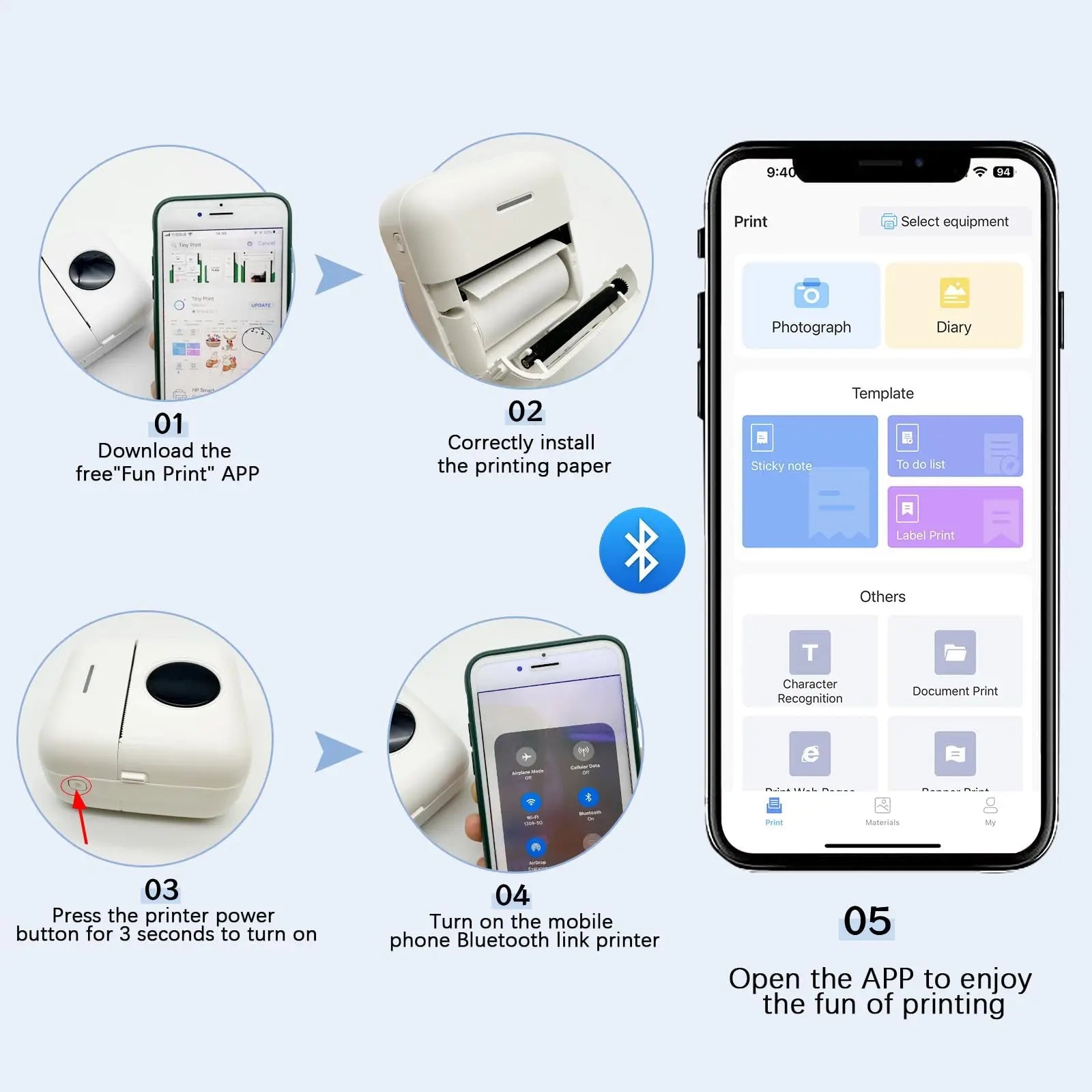 Thermal Portable Printer Mini Pocket Print Photo Thermal Label Printers With 57mm Printing Wireless BT Android And iOS Printers - Velvet Haven