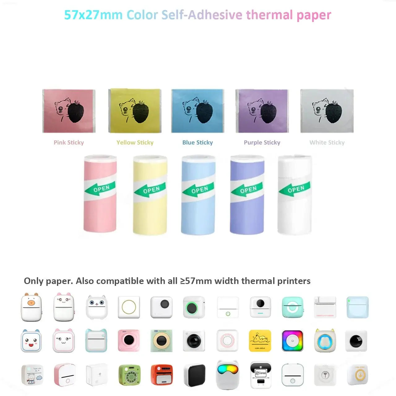Thermal Portable Printer Mini Pocket Print Photo Thermal Label Printers With 57mm Printing Wireless BT Android And iOS Printers - Velvet Haven