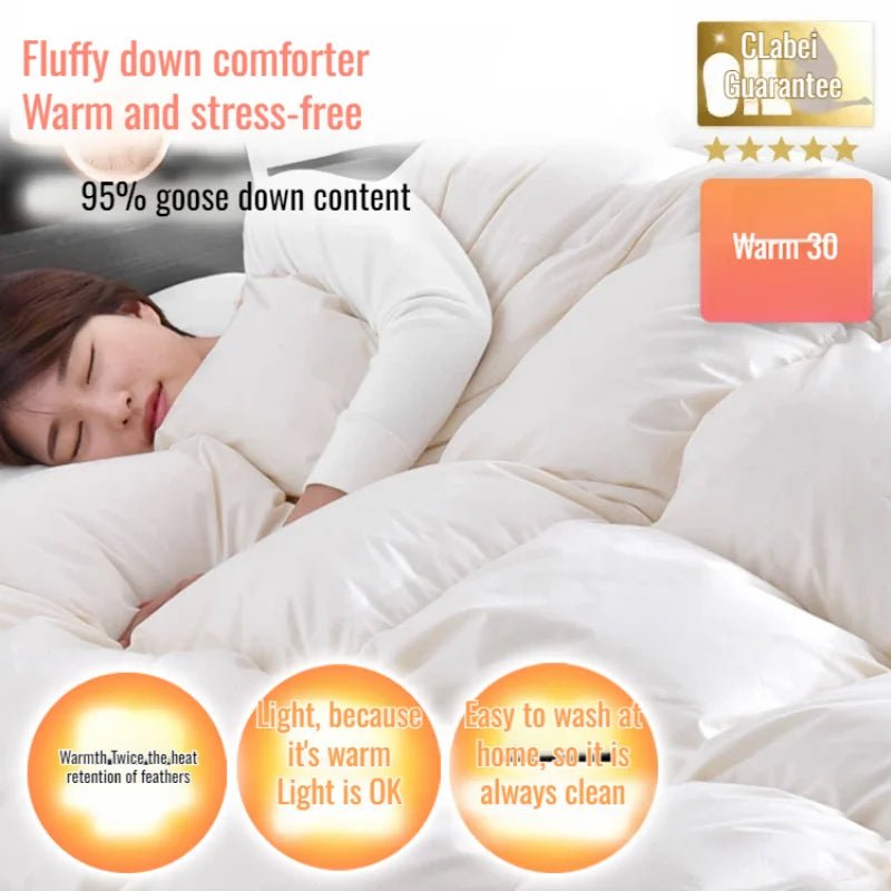 Thickened 95% White Goose Down quilt Comfortable and Breathable Duvet Ideal Gift for Students Winter cotton thick quilt core - Velvet Haven