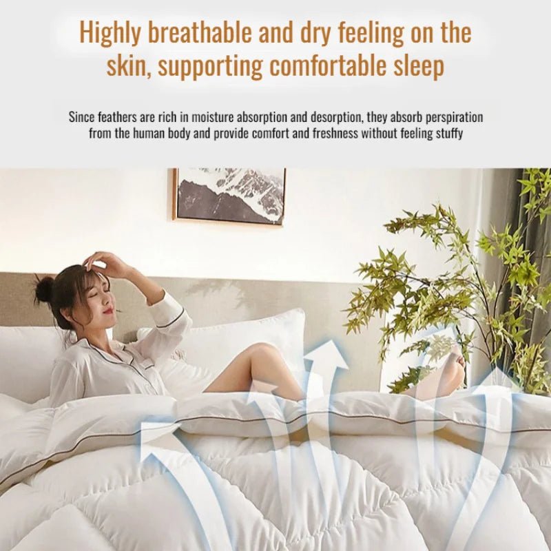 Thickened 95% White Goose Down quilt Comfortable and Breathable Duvet Ideal Gift for Students Winter cotton thick quilt core - Velvet Haven