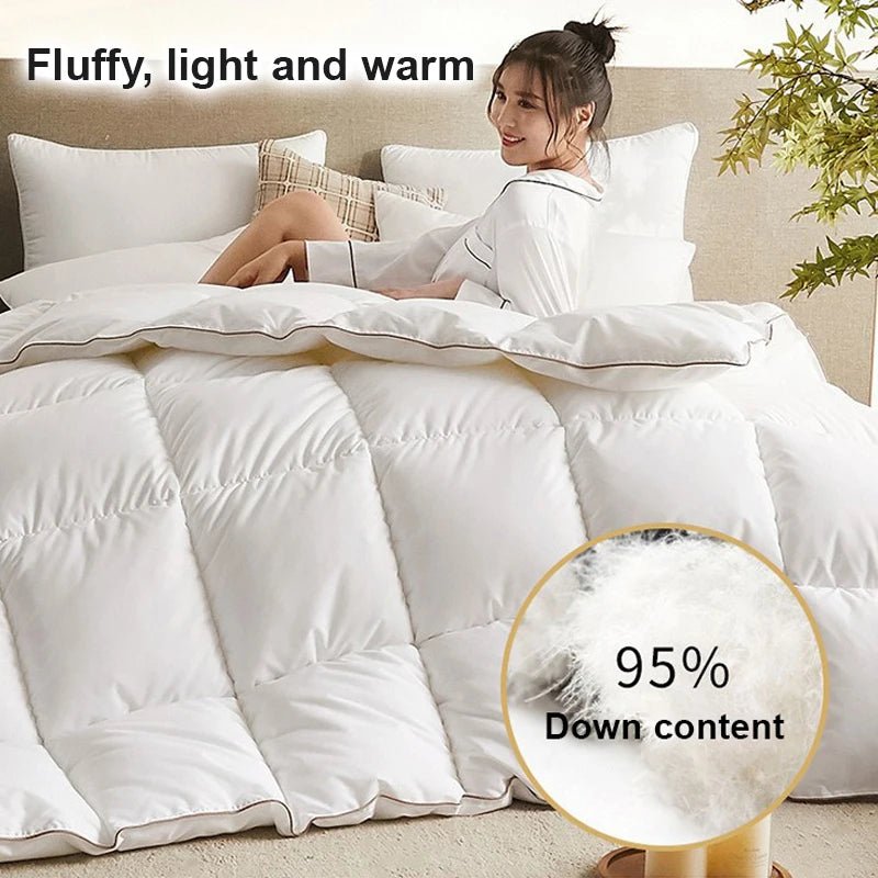 Thickened 95% White Goose Down quilt Comfortable and Breathable Duvet Ideal Gift for Students Winter cotton thick quilt core - Velvet Haven