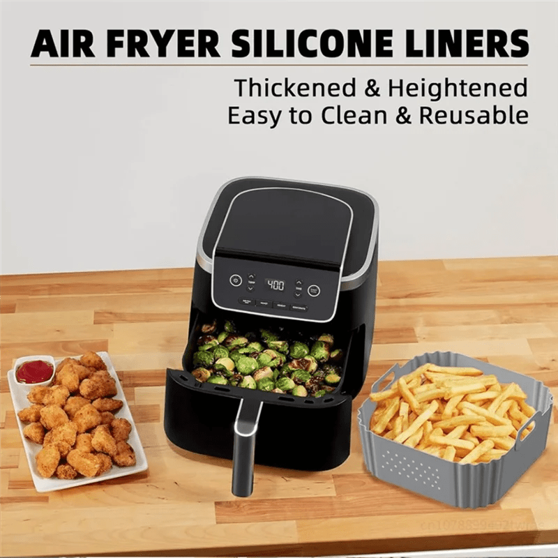 【Today Only@】Reusable Silicone Baking Tray Accessory Liners 20Cm 23Cm For Corsori,Gourmia 5-8QT Air Fryer Black - Velvet Haven