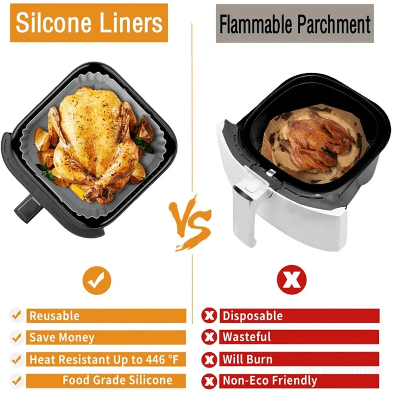 【Today Only@】Reusable Silicone Baking Tray Accessory Liners 20Cm 23Cm For Corsori,Gourmia 5-8QT Air Fryer Black - Velvet Haven