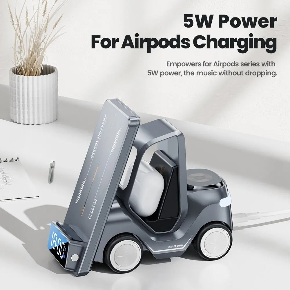 Toocki 5 in 1 Wireless Charger Phone Stand For iPhone 15 14 13 15W Fast Charging Magnetic Dock Station For Apple Watch Earphones - Velvet Haven