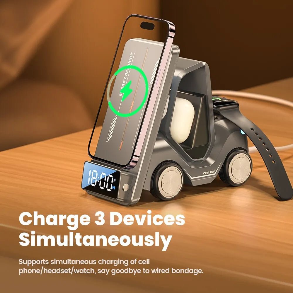Toocki 5 in 1 Wireless Charger Phone Stand For iPhone 15 14 13 15W Fast Charging Magnetic Dock Station For Apple Watch Earphones - Velvet Haven