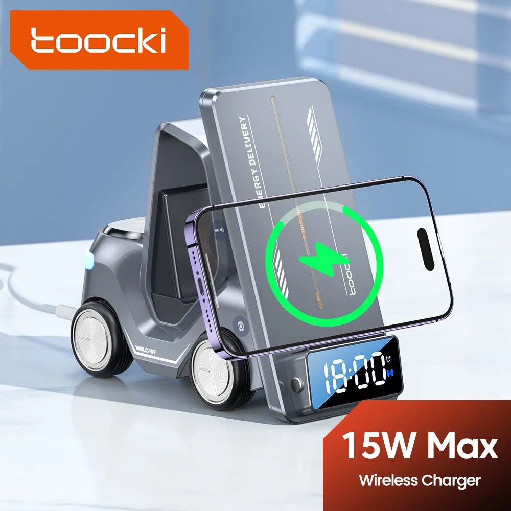 Toocki 5 in 1 Wireless Charger Phone Stand For iPhone 15 14 13 15W Fast Charging Magnetic Dock Station For Apple Watch Earphones - Velvet Haven