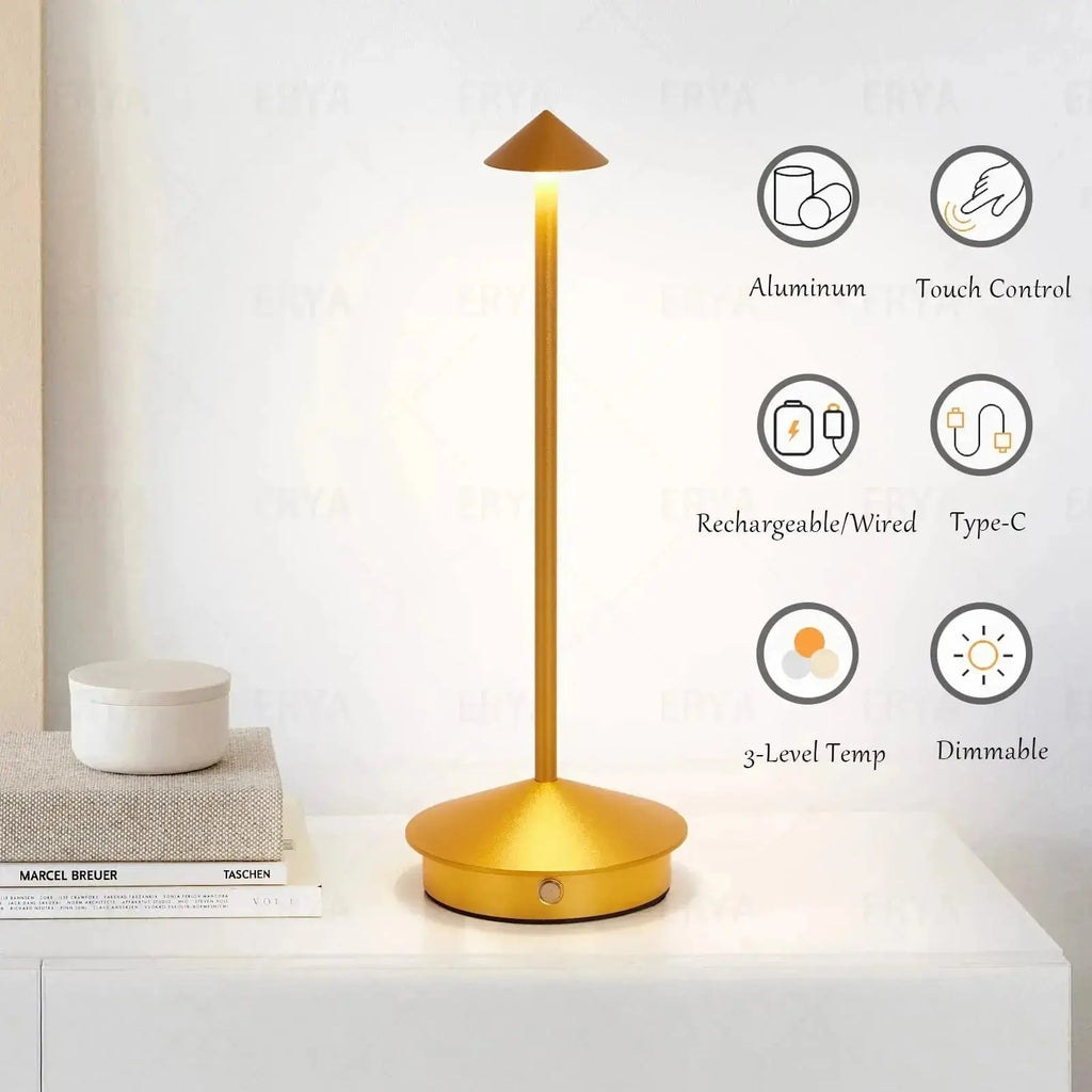 Type-C Rechargeable Table Lamp Creative Dining Touch Led Hotel Bar Coffee Pina pro Table Lamp Lampada Da Tavolo Decorative Lamp - Velvet Haven