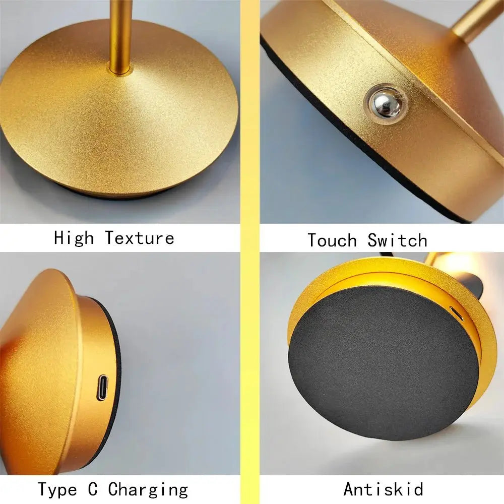Type-C Rechargeable Table Lamp Creative Dining Touch Led Hotel Bar Coffee Pina pro Table Lamp Lampada Da Tavolo Decorative Lamp - Velvet Haven