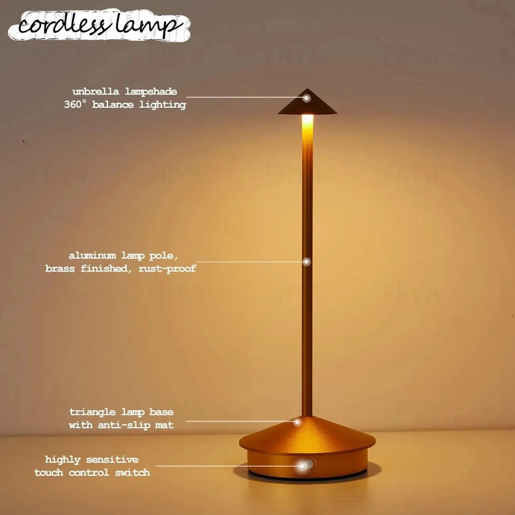 Type-C Rechargeable Table Lamp Creative Dining Touch Led Hotel Bar Coffee Pina pro Table Lamp Lampada Da Tavolo Decorative Lamp - Velvet Haven