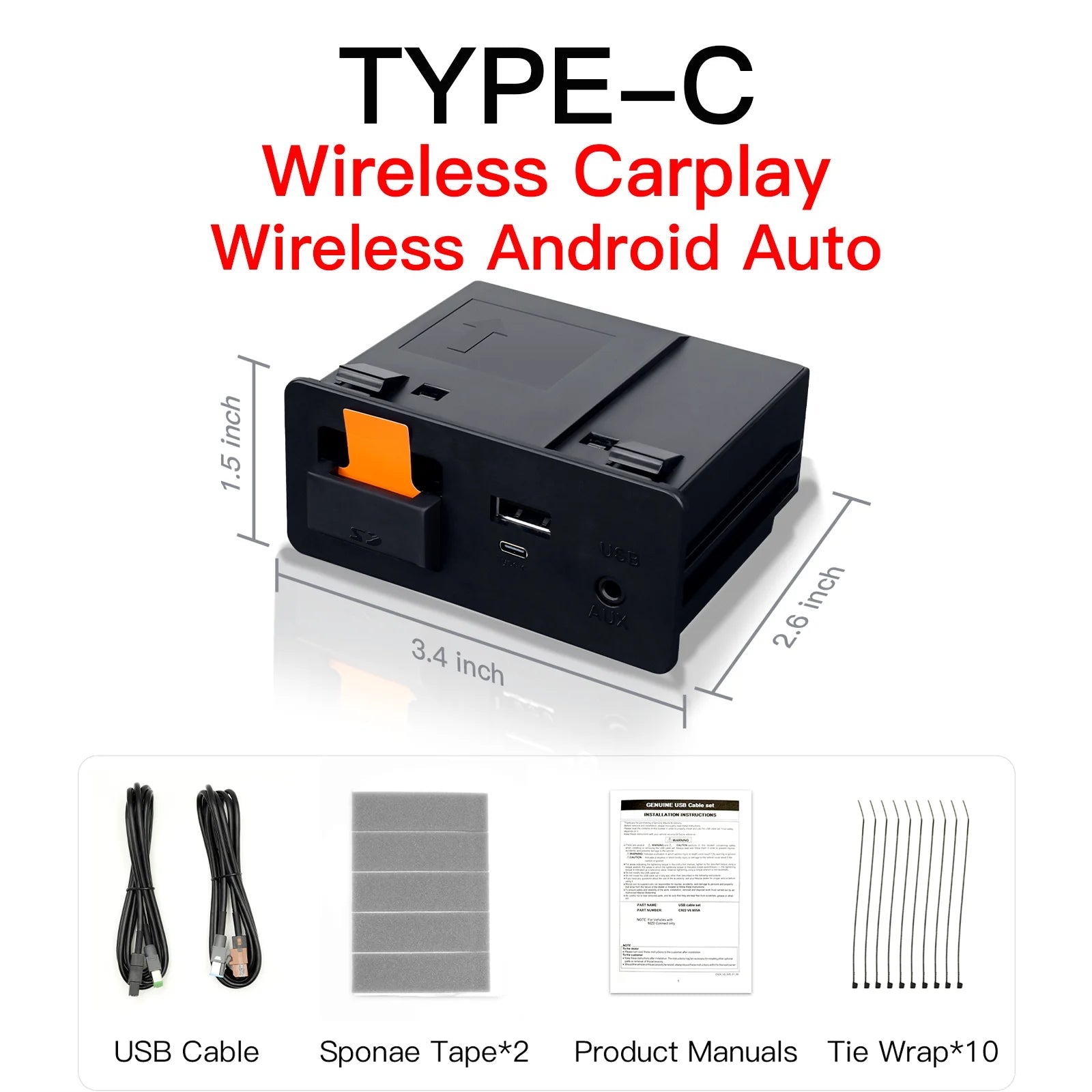 Type-C Wired Wireless CarPlay Android Auto USB Adapter for Mazda 2 3 6 CX3 CX5 CX8 CX9 MX5 Demio Miata TK78669U0C Retrofit Kit - Velvet Haven