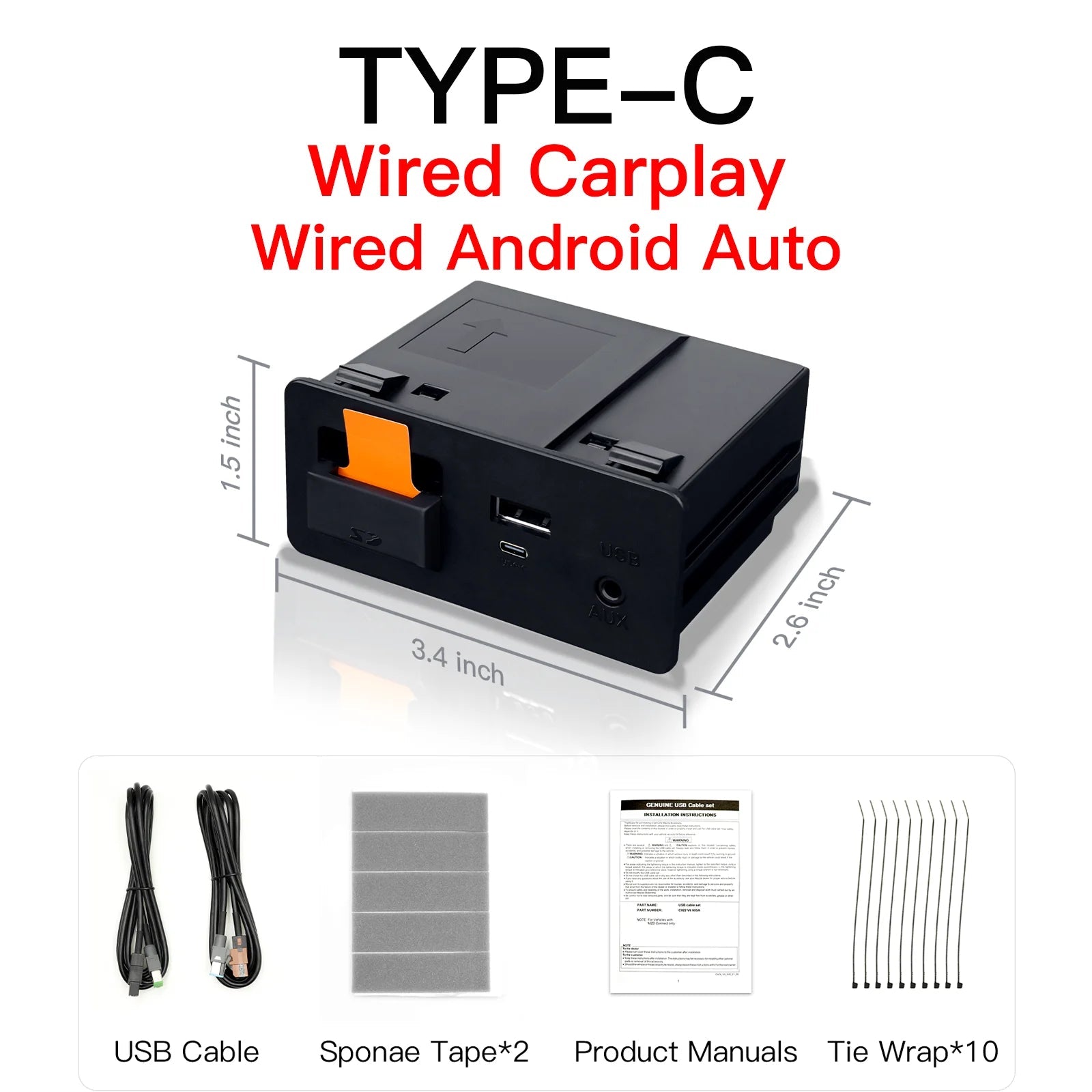 Type-C Wired Wireless CarPlay Android Auto USB Adapter for Mazda 2 3 6 CX3 CX5 CX8 CX9 MX5 Demio Miata TK78669U0C Retrofit Kit - Velvet Haven