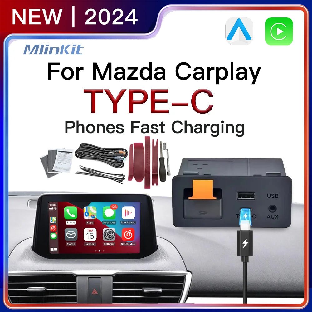 Type-C Wired Wireless CarPlay Android Auto USB Adapter for Mazda 2 3 6 CX3 CX5 CX8 CX9 MX5 Demio Miata TK78669U0C Retrofit Kit - Velvet Haven
