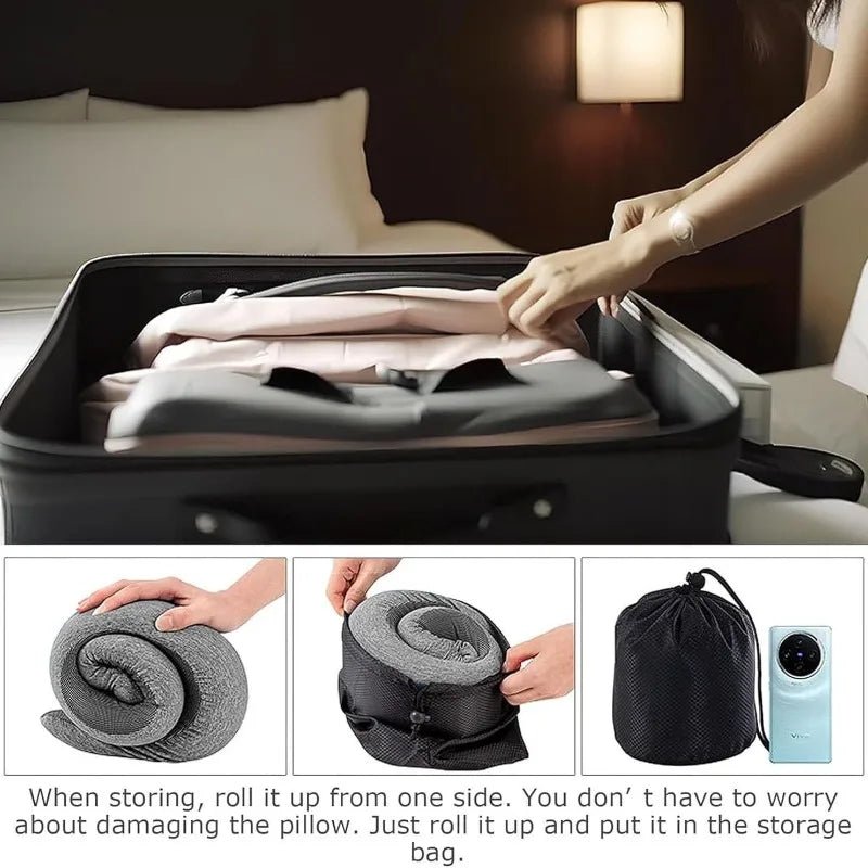 U-shaped Pillow Snail Style Travel Neck Pillow Memory Foam Travel Neck Support Portable Adjustable Soft Noon Break Sleep Pillows - Velvet Haven