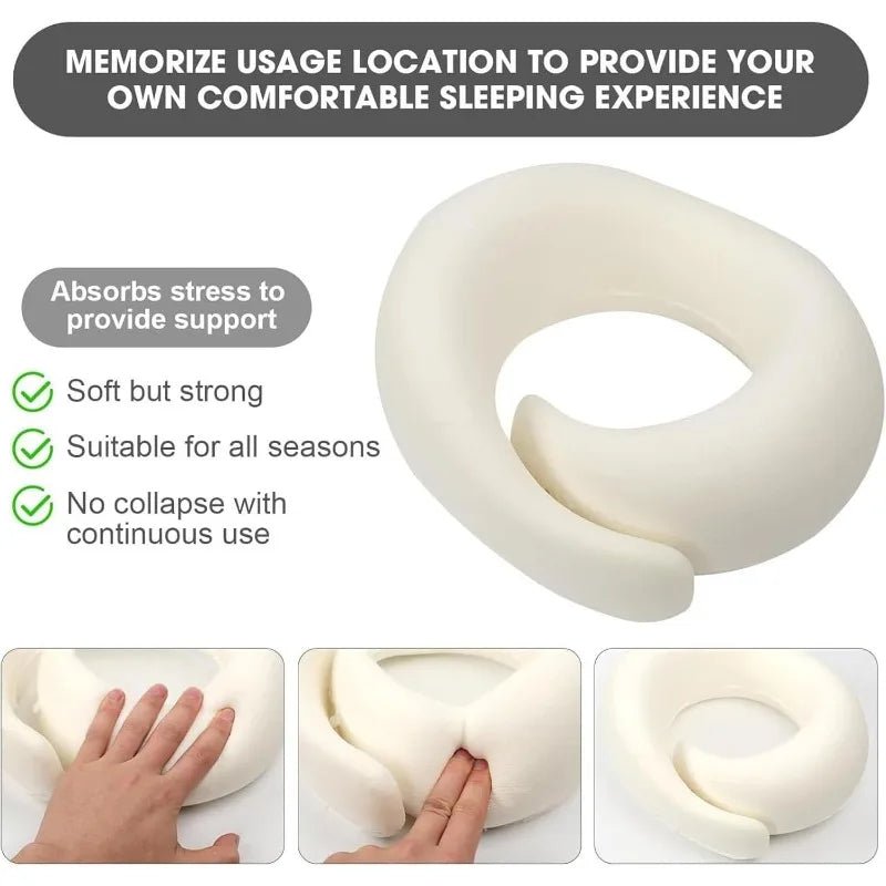 U-shaped Pillow Snail Style Travel Neck Pillow Memory Foam Travel Neck Support Portable Adjustable Soft Noon Break Sleep Pillows - Velvet Haven