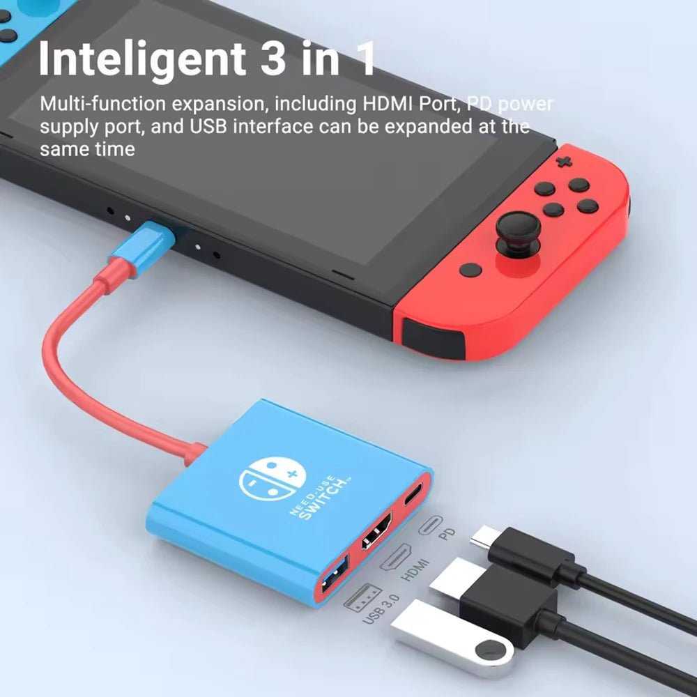 UGOURD 3 in 1 TYPE-C Hub with HDMI and USB 3.0 Port USB-C to HDMI 4k 30hz 4K60Hz Adapter PD 100W for Switch TV Screen Casting - Velvet Haven