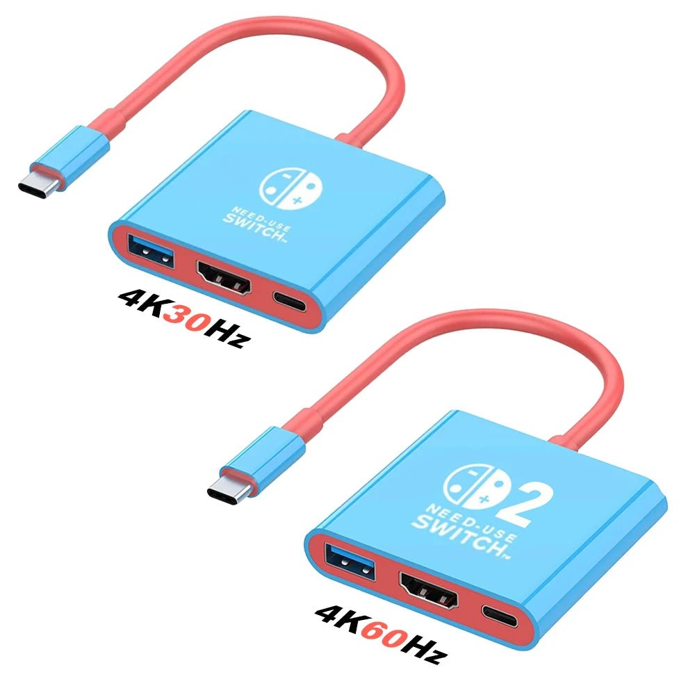 UGOURD 3 in 1 TYPE-C Hub with HDMI and USB 3.0 Port USB-C to HDMI 4k 30hz 4K60Hz Adapter PD 100W for Switch TV Screen Casting - Velvet Haven