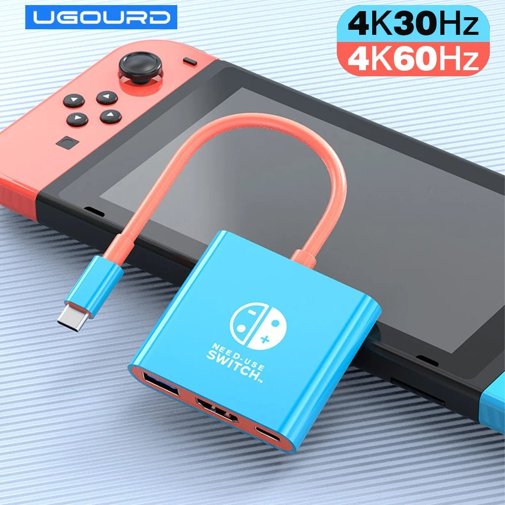 UGOURD 3 in 1 TYPE-C Hub with HDMI and USB 3.0 Port USB-C to HDMI 4k 30hz 4K60Hz Adapter PD 100W for Switch TV Screen Casting - Velvet Haven