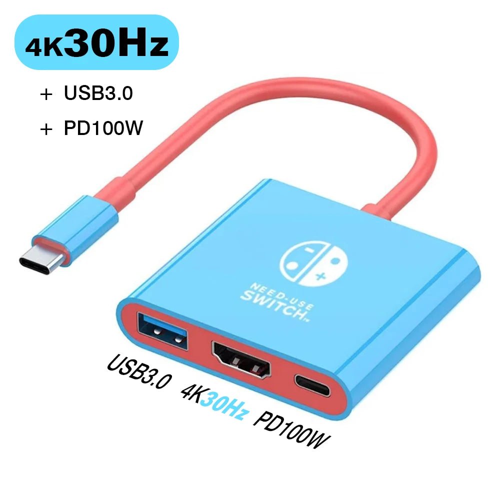 UGOURD 3 in 1 TYPE-C Hub with HDMI and USB 3.0 Port USB-C to HDMI 4k 30hz 4K60Hz Adapter PD 100W for Switch TV Screen Casting - Velvet Haven