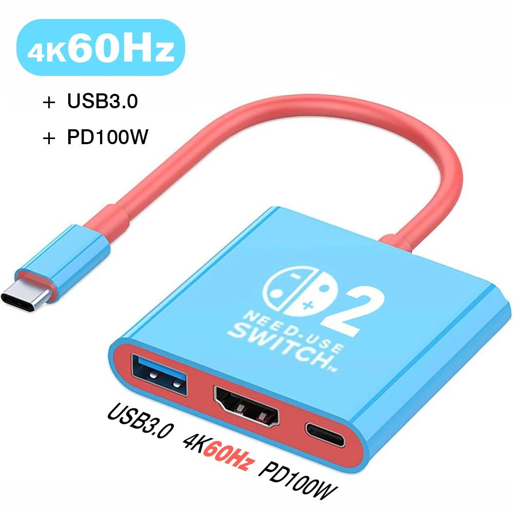 UGOURD 3 in 1 TYPE-C Hub with HDMI and USB 3.0 Port USB-C to HDMI 4k 30hz 4K60Hz Adapter PD 100W for Switch TV Screen Casting - Velvet Haven