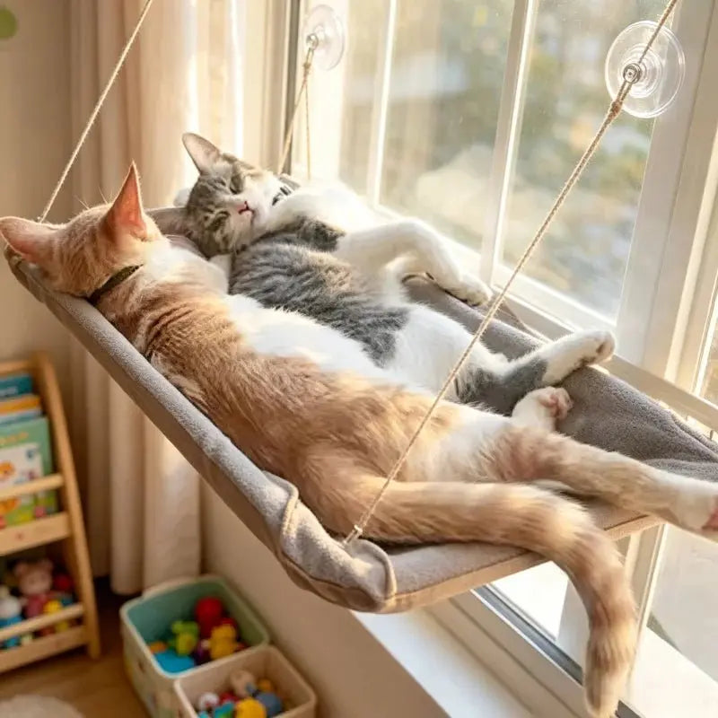 Ultra Soft Cat Window Hammock Bed - with Strong Suction Cups, Foldable Space-Saving Perch for Sunbathing & Indoor Cat Naps - Velvet Haven