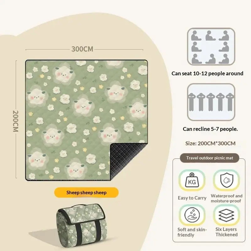 Ultrasonic Picnic Blanket Extra Large 300x200cm Thickened Waterproof Sandproof Foldable Beach Mat for Camping Music Festival - Velvet Haven
