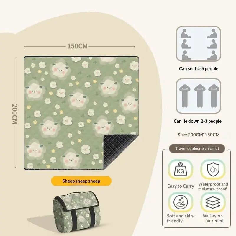 Ultrasonic Picnic Blanket Extra Large 300x200cm Thickened Waterproof Sandproof Foldable Beach Mat for Camping Music Festival - Velvet Haven