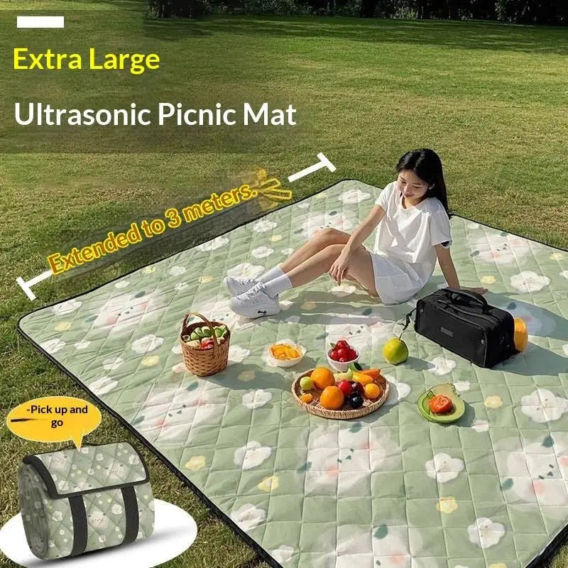 Ultrasonic Picnic Blanket Extra Large 300x200cm Thickened Waterproof Sandproof Foldable Beach Mat for Camping Music Festival - Velvet Haven