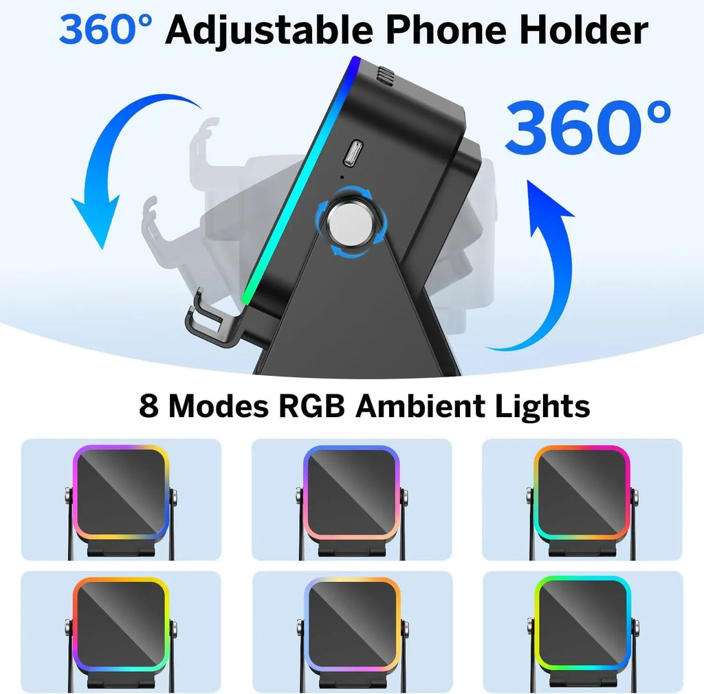 (upgraded)5 In 1 Auto-induction 5000mAh Wireless Induction Speaker 8 RGB Lights HIFI Sound Portable Bluetooth Phone Holder Gifts - Velvet Haven