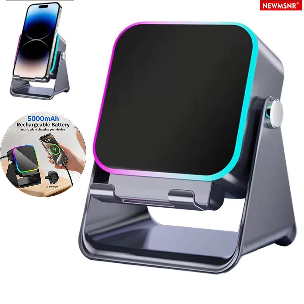 (upgraded)5 In 1 Auto-induction 5000mAh Wireless Induction Speaker 8 RGB Lights HIFI Sound Portable Bluetooth Phone Holder Gifts - Velvet Haven