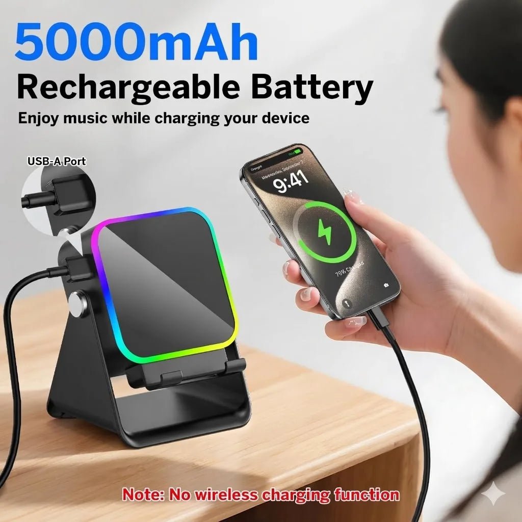 (upgraded)5 In 1 Auto-induction 5000mAh Wireless Induction Speaker 8 RGB Lights HIFI Sound Portable Bluetooth Phone Holder Gifts - Velvet Haven