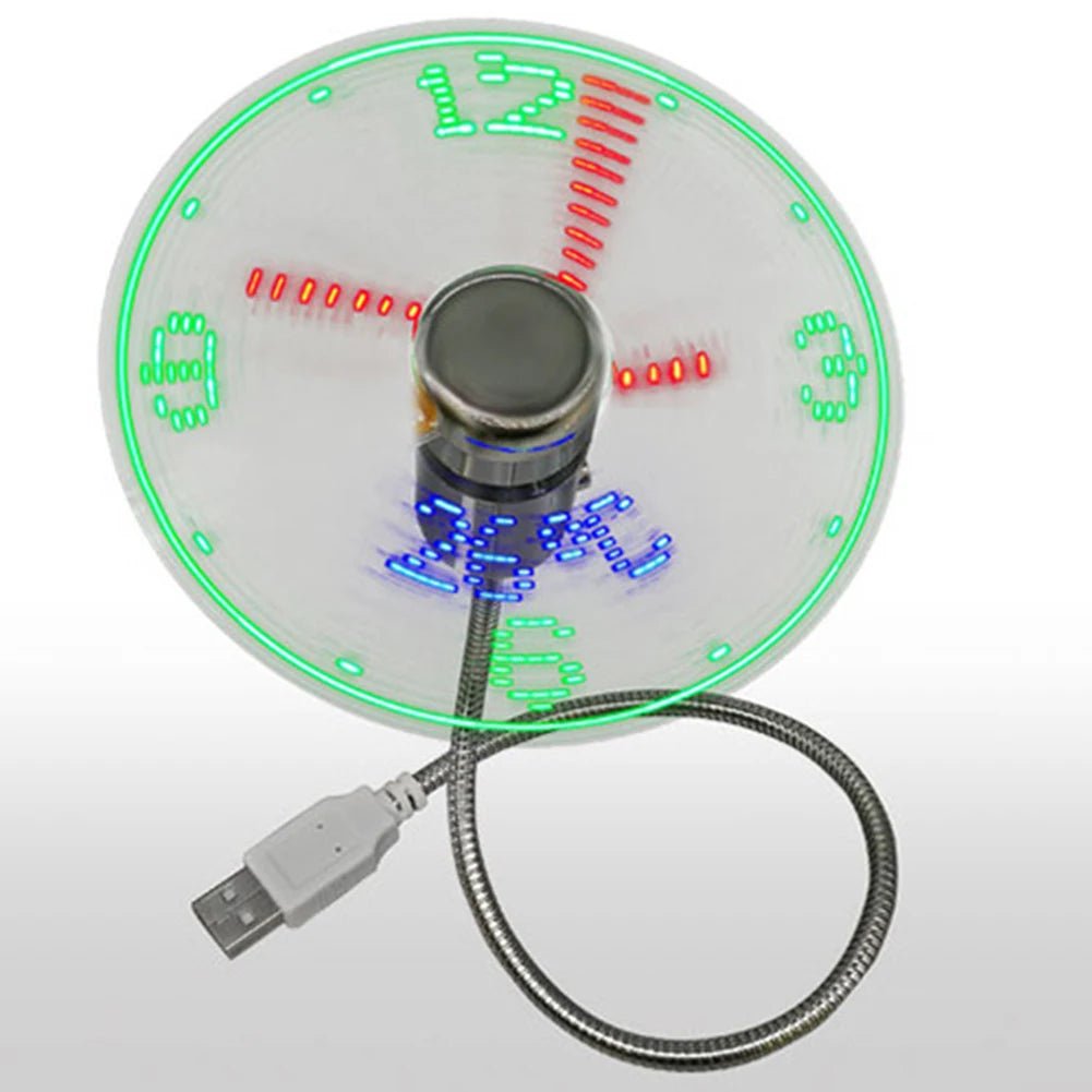 USB Mini Fan with LED Clock or Temperature Display, Flexible Neck - Velvet Haven