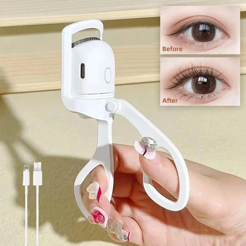 USB Rechargeable Heated Eyelash Curler - White or Pink - Velvet Haven
