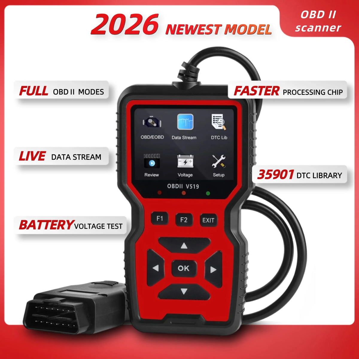 V519 OBD2 Car Diagnostic Scanner with Color Display & Engine Code Reader - Velvet Haven