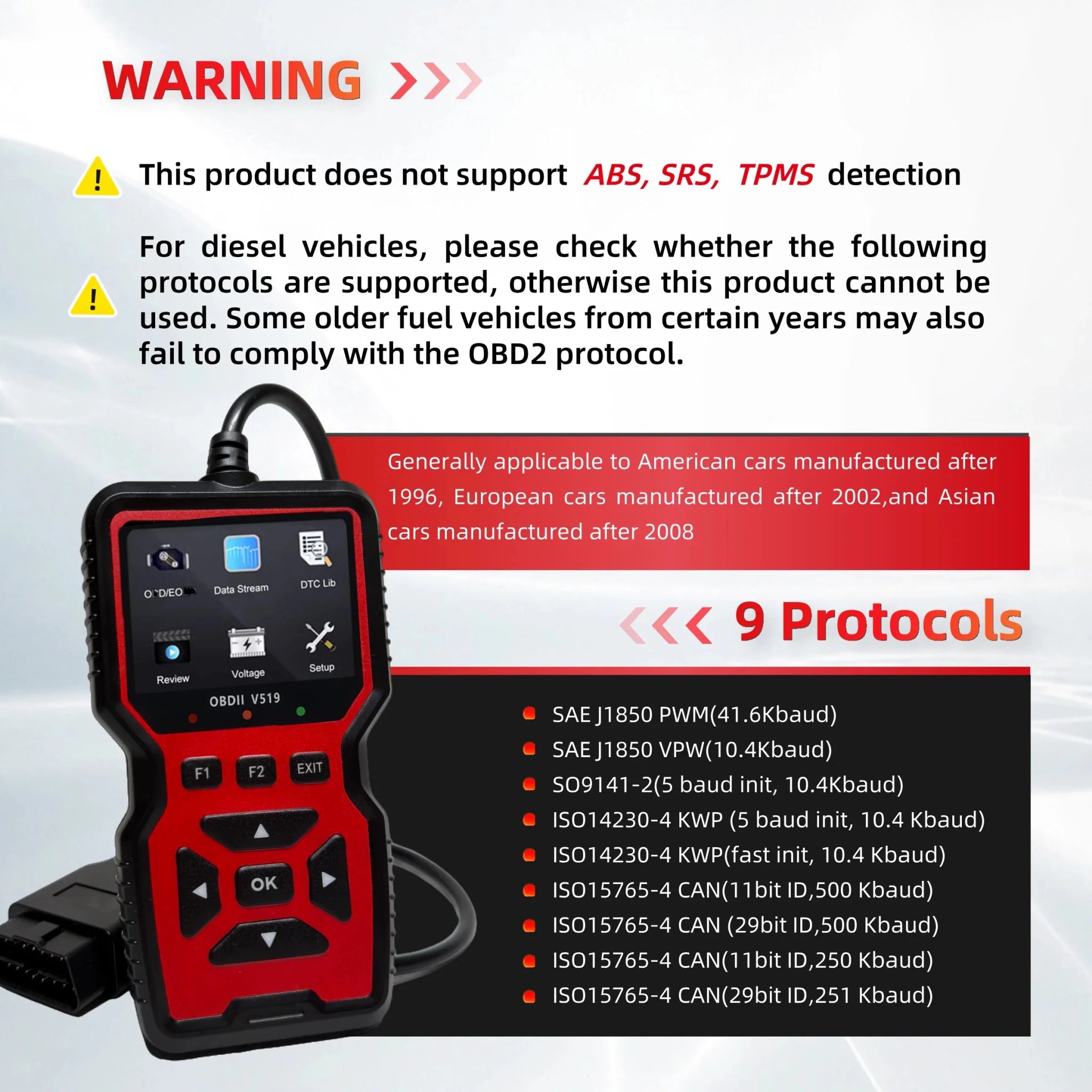 V519 OBD2 Car Diagnostic Scanner with Color Display & Engine Code Reader - Velvet Haven