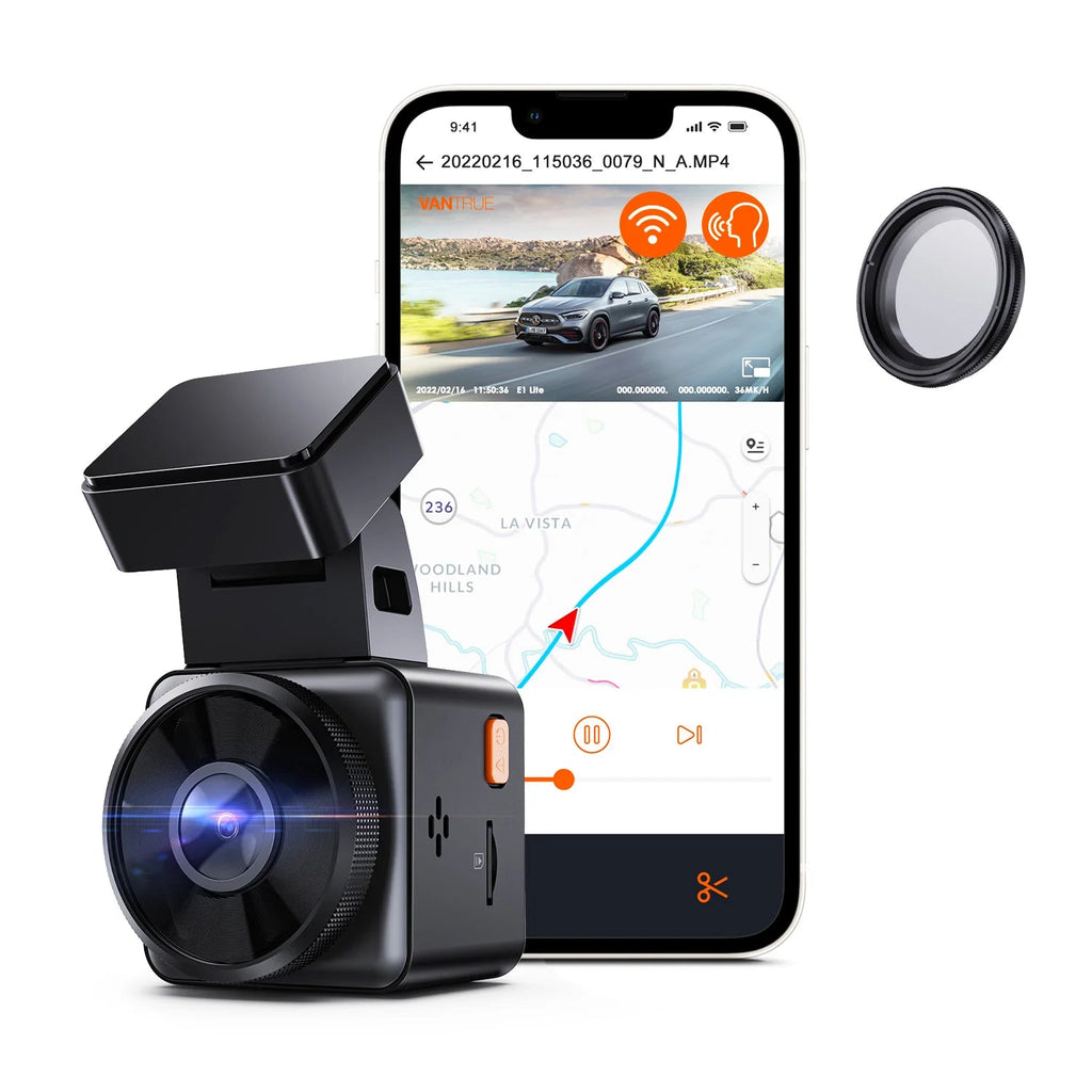 Vantrue E1 Lite Mini Dashcam 1080P WiFi Dash Camera with Free App Voice Control 24H Parking Mode Support 512GB Max - Velvet Haven