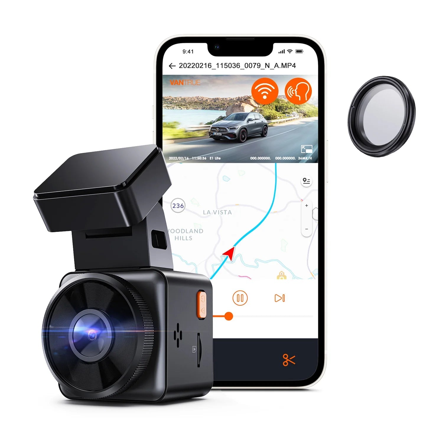 Vantrue E1 Lite Mini Dashcam 1080P WiFi Dash Camera with Free App Voice Control 24H Parking Mode Support 512GB Max - Velvet Haven