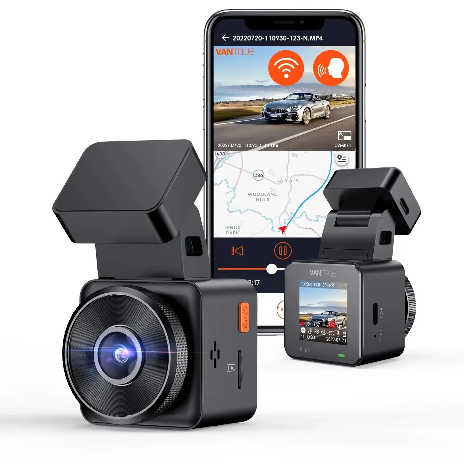 Vantrue E1 Lite Mini Dashcam 1080P WiFi Dash Camera with Free App Voice Control 24H Parking Mode Support 512GB Max - Velvet Haven
