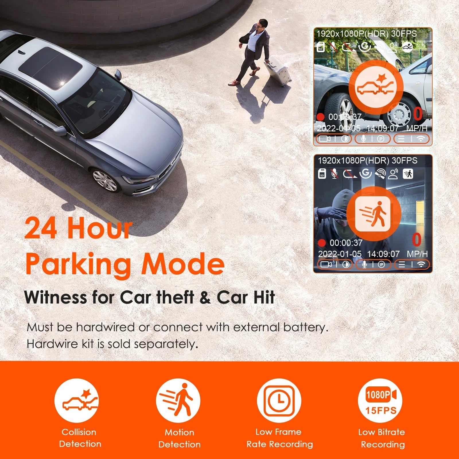 Vantrue E1 Lite Mini Dashcam 1080P WiFi Dash Camera with Free App Voice Control 24H Parking Mode Support 512GB Max - Velvet Haven