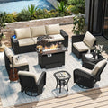 Velvet Haven 10-Piece Wicker Patio Set with 44-Inch Fire Pit Table - Velvet Haven