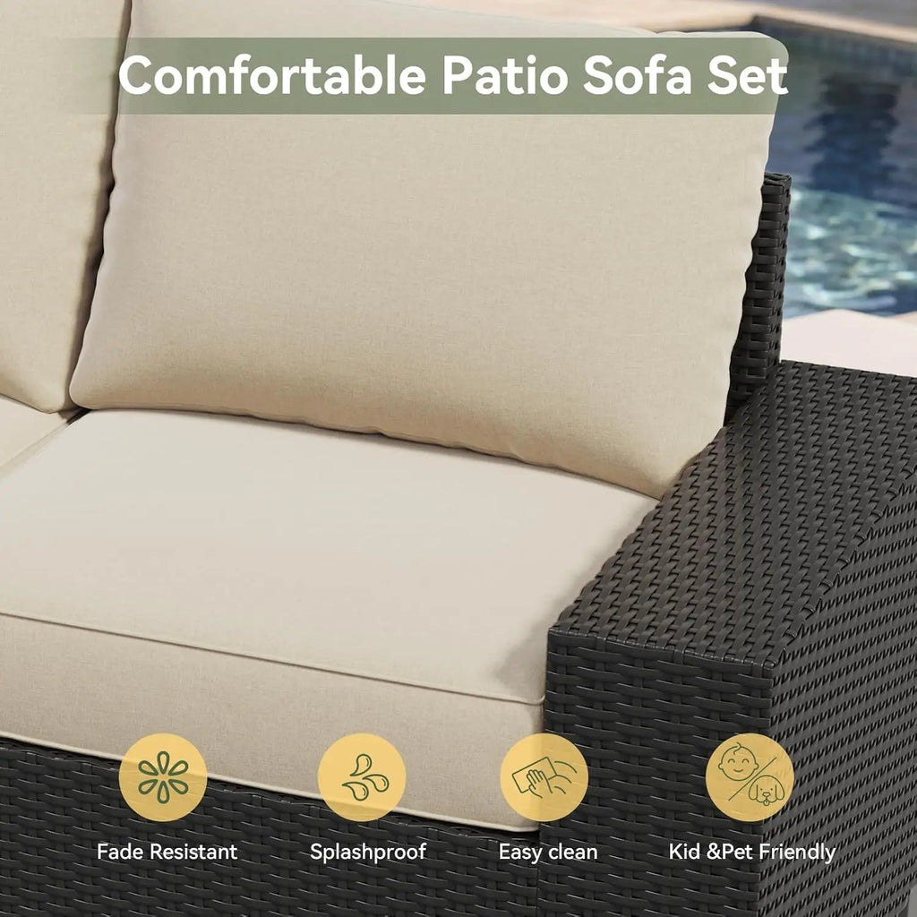 Velvet Haven 10-Piece Wicker Patio Set with 44-Inch Fire Pit Table - Velvet Haven