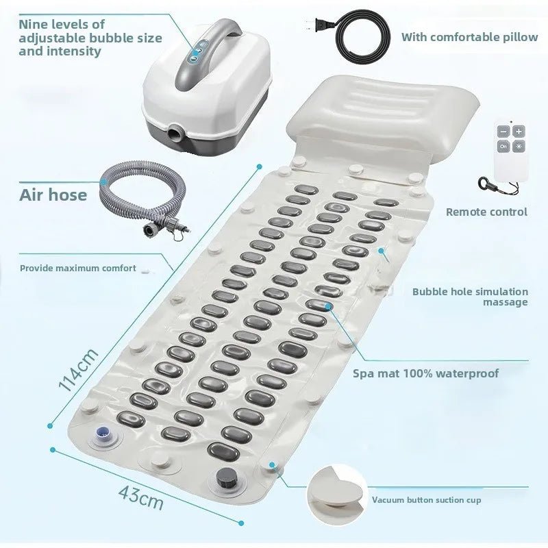 Velvet Haven Electric Bubble Spa Bath Mat with Wireless Remote - Velvet Haven