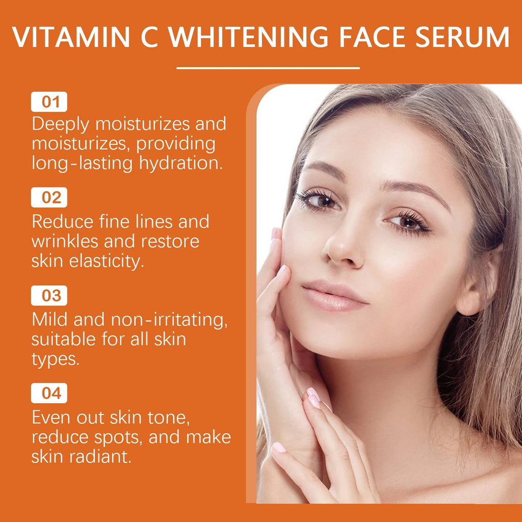 Vitamin C Facial Essence Fade Dark Spots Eliminate Freckles Acne Marks Repair Smooth Skin Care Hyaluronic Acid Brightening Serum - Velvet Haven