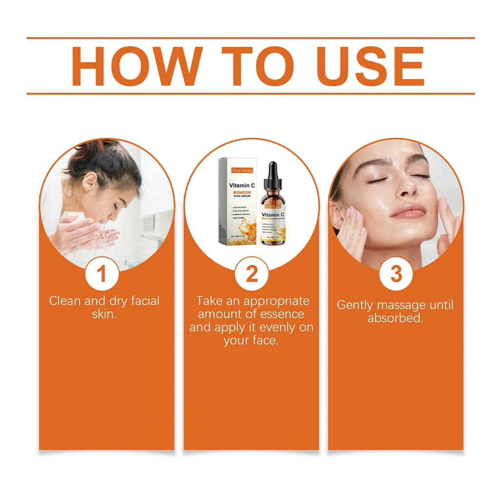 Vitamin C Facial Essence Fade Dark Spots Eliminate Freckles Acne Marks Repair Smooth Skin Care Hyaluronic Acid Brightening Serum - Velvet Haven