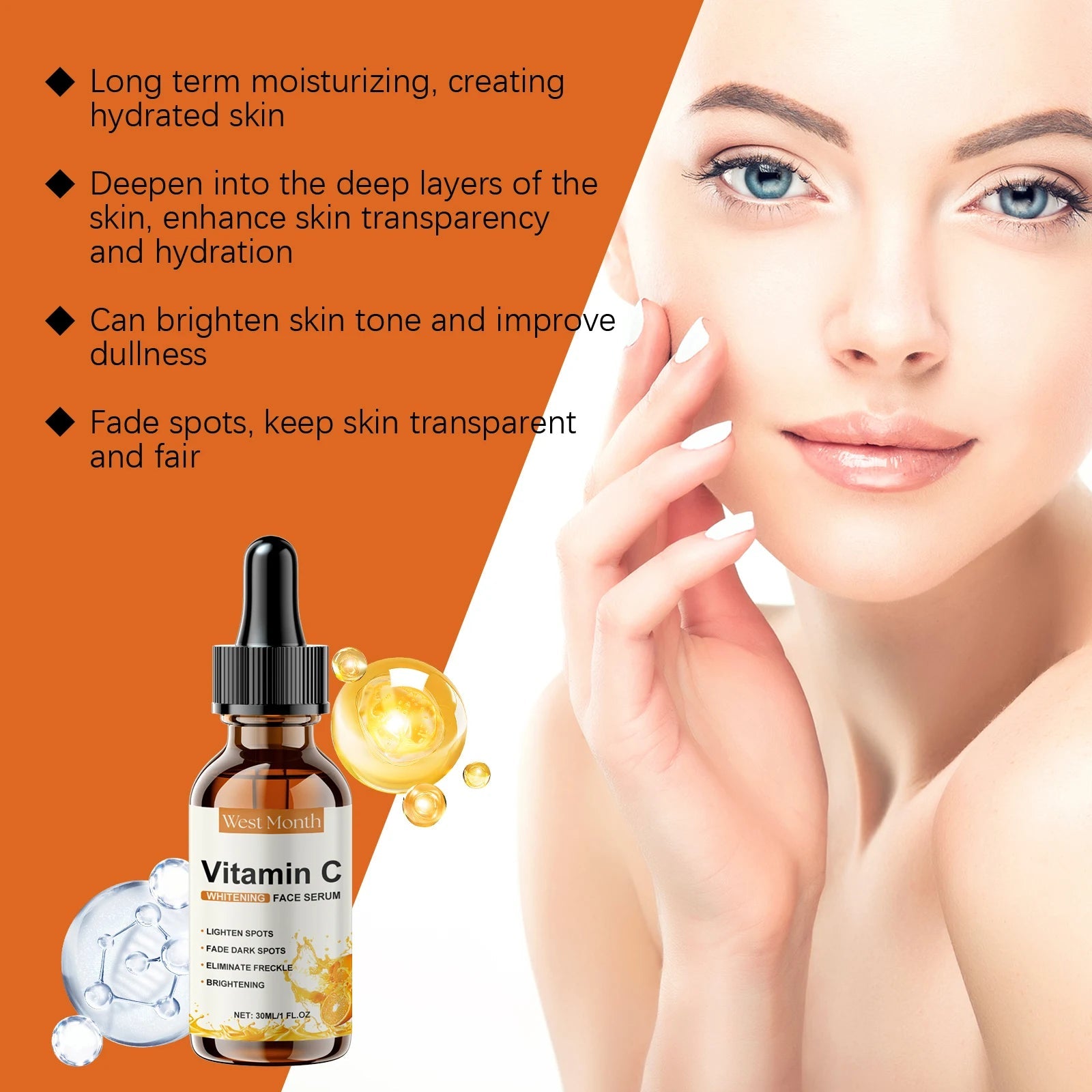 Vitamin C Facial Essence Fade Dark Spots Eliminate Freckles Acne Marks Repair Smooth Skin Care Hyaluronic Acid Brightening Serum - Velvet Haven