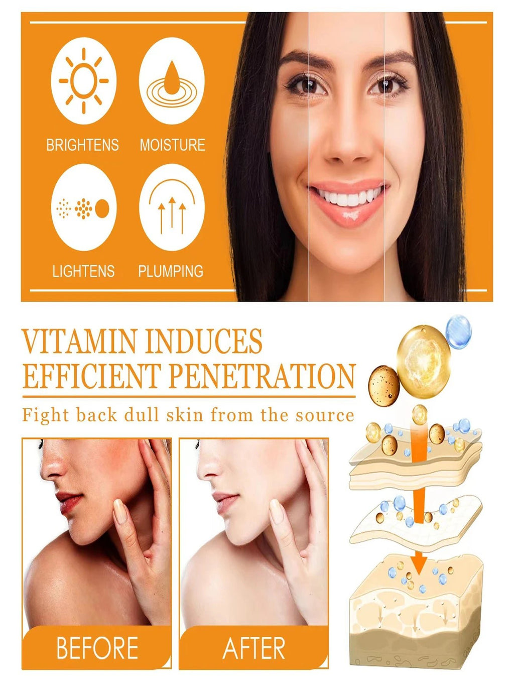 Vitamin C Serum for Face Whitening Facial Serum Hyaluronic Acid Dark Spot Remover Korean Skin Care Products Skincare - Velvet Haven