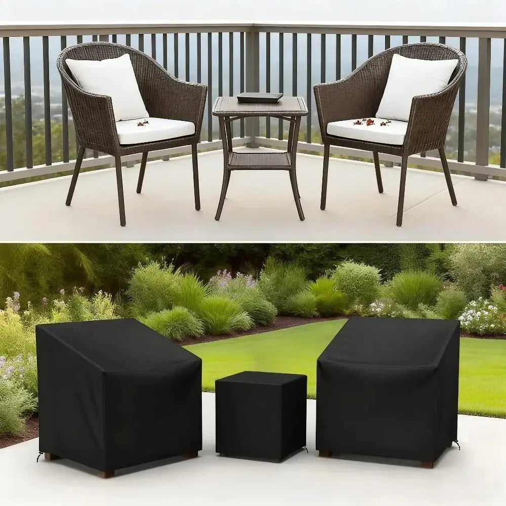 Waterproof Patio Furniture Covers - Wind Resistant for Chair & Coffee Table, Black - Velvet Haven