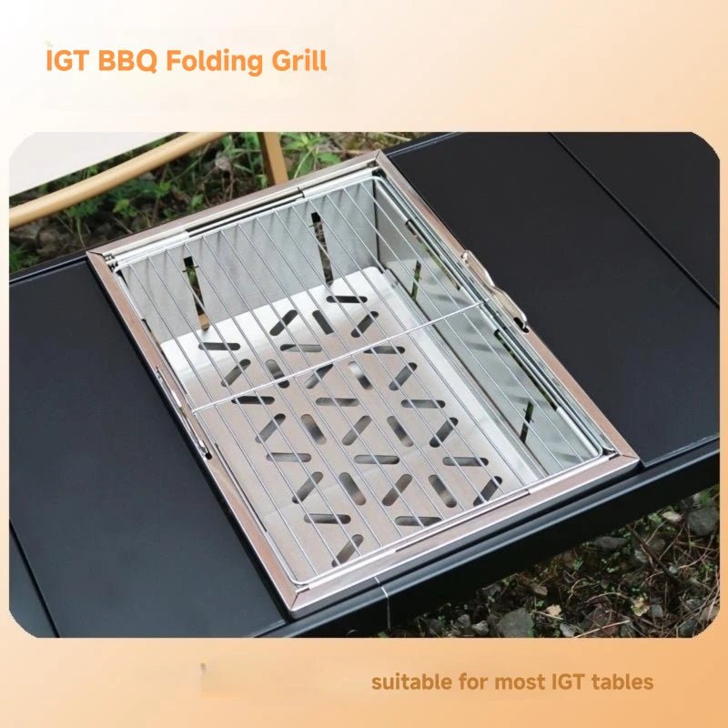 WESTTUNE IGT Barbecue Grill Folding Charcoal Firewood Stove Heater Portable Camping Picnic Cookware Stainless Steel BBQ Rack - Velvet Haven