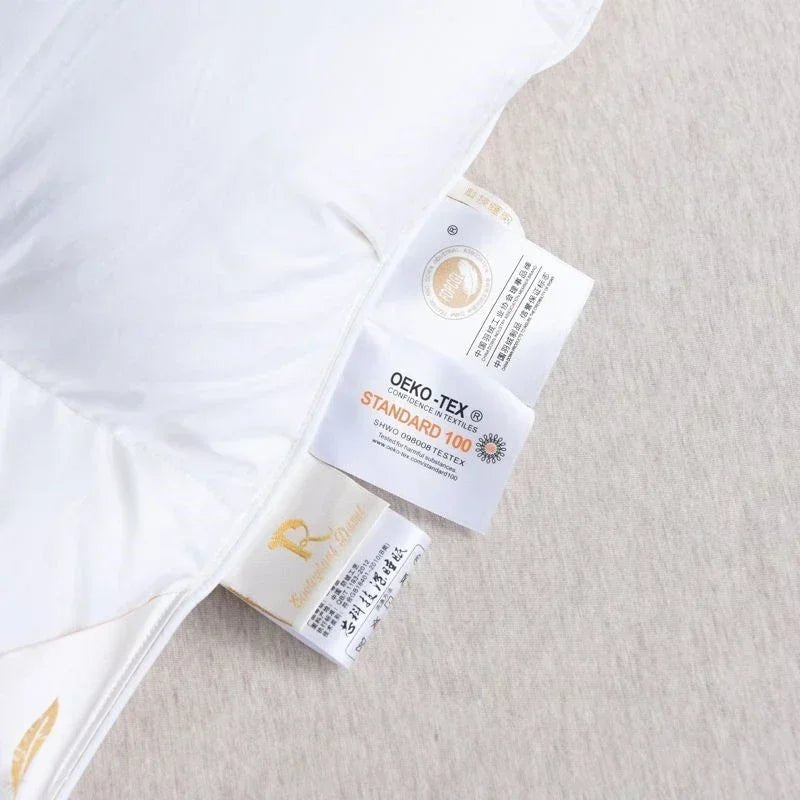 White Goose Down Comforter Warm Winter Thick 3D Bread Bed Blanket Luxury Pinch Pleated Filling for Quilts Single Double Duvet - Velvet Haven