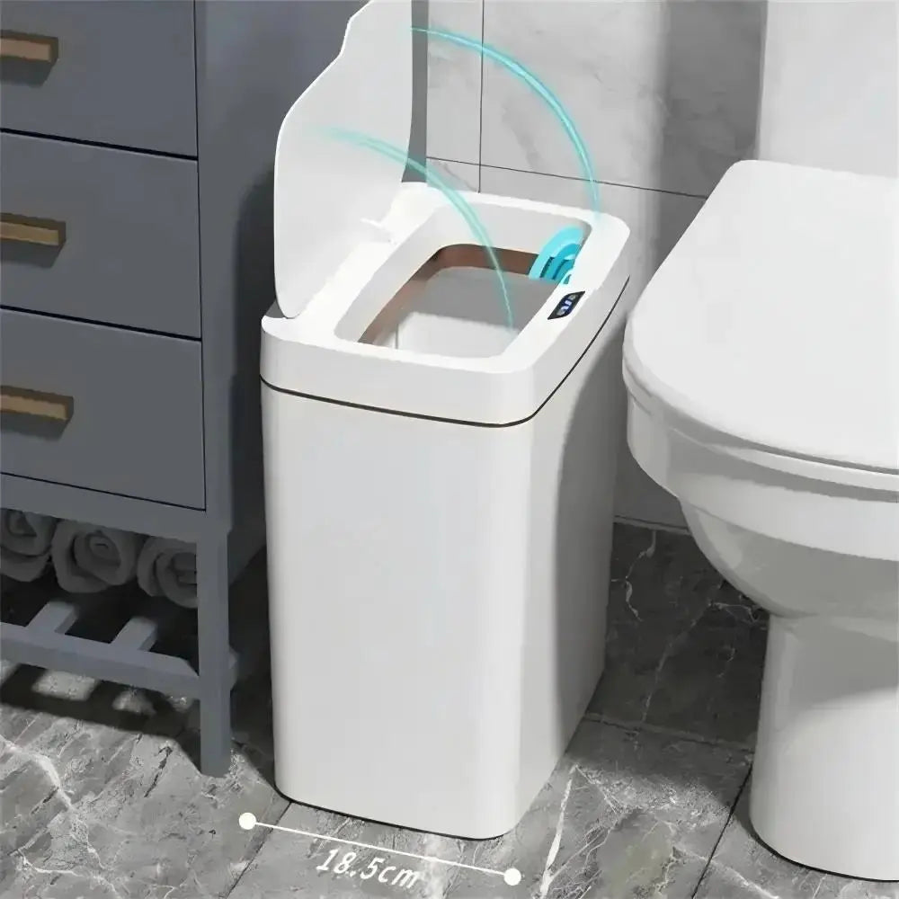 White Touchless 15L Smart Sensor Trash Can – Electronic Bathroom Garbage Bin with Automatic Bagging, Smart Home Compatible - Velvet Haven